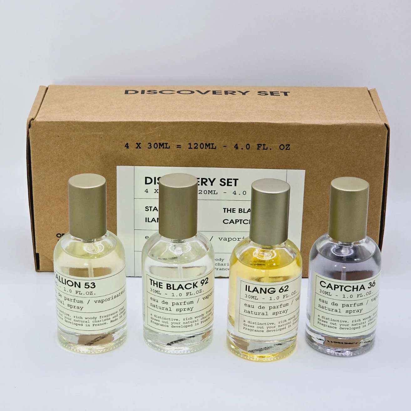 EMPER DISCOVERY SET 4 X 30ML EDP SPRAY STALLION 53, THE BLACK 92,ILANG 62, CAPTCHA 36 - Tega Scents
